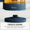 image:imageMartha Stewart Electric Kettle with Removable Stainless Steel Tea Infuser Glass Carafe17L 7 Cups Hot Water Boiler 4 Presets Keep Warm amp Auto ShutOff Cordless 360 Swivel Base Linen CreamIndigo Blue